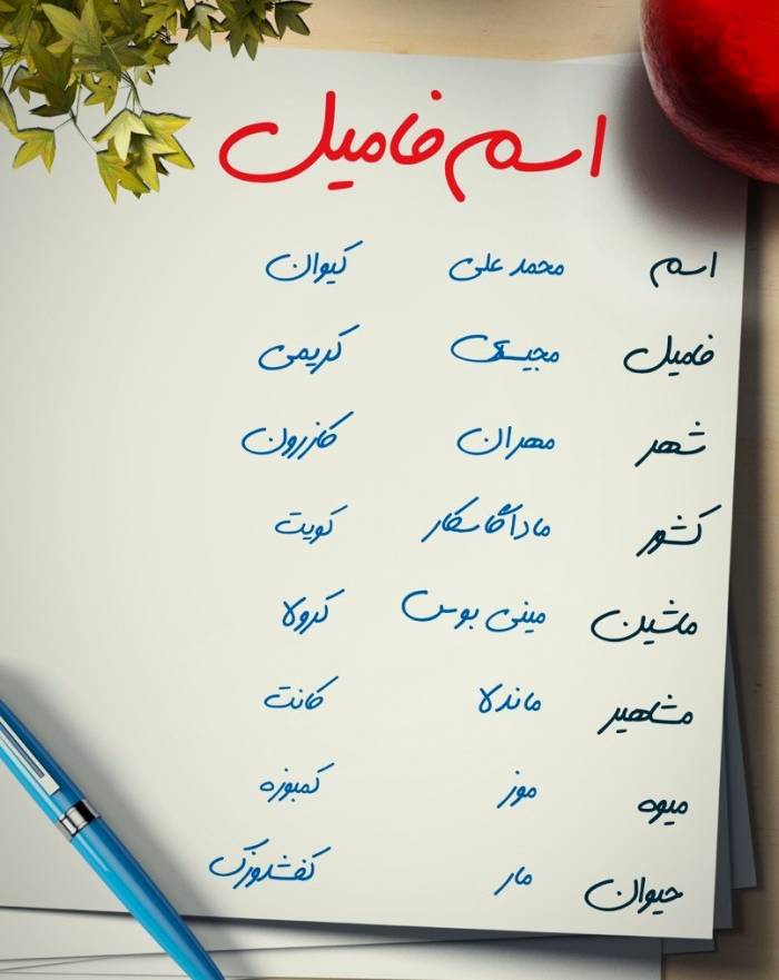بازی اسم فامیل